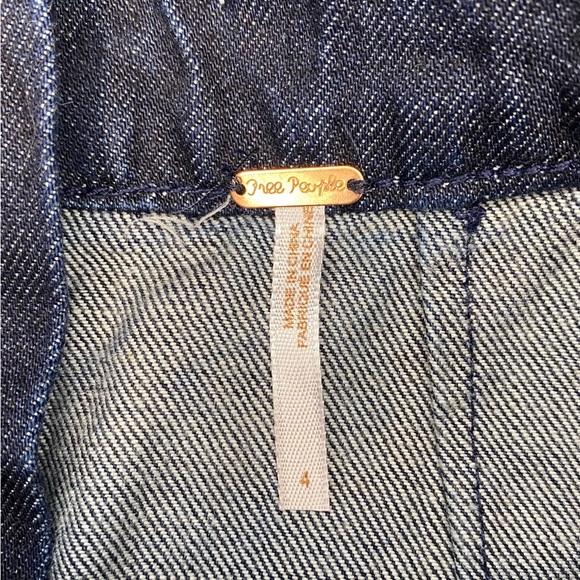 Free People Pleated Denim Mini Skirt Lace Up Size 4 - Picture 7 of 12